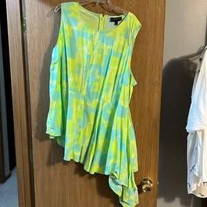 Asymmetrical green and blue top from Lane Bryant size 28